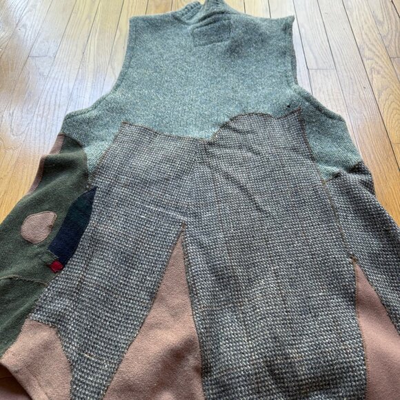Catherine Coloney Size L Multicolor Patchwork Knit Asymmetric Zip Sweater Vest - Picture 13 of 15